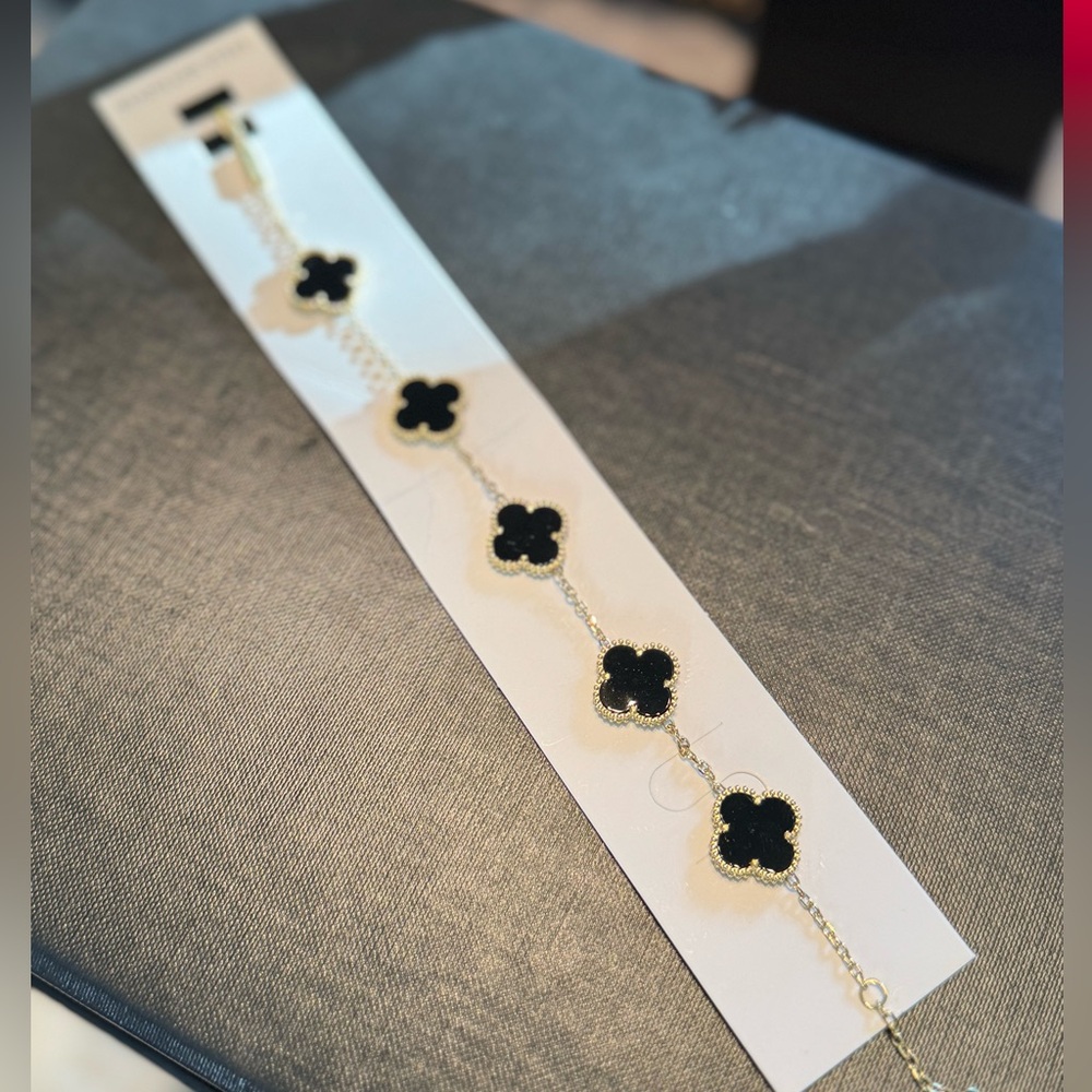 Gold and Black Clover Bracelet